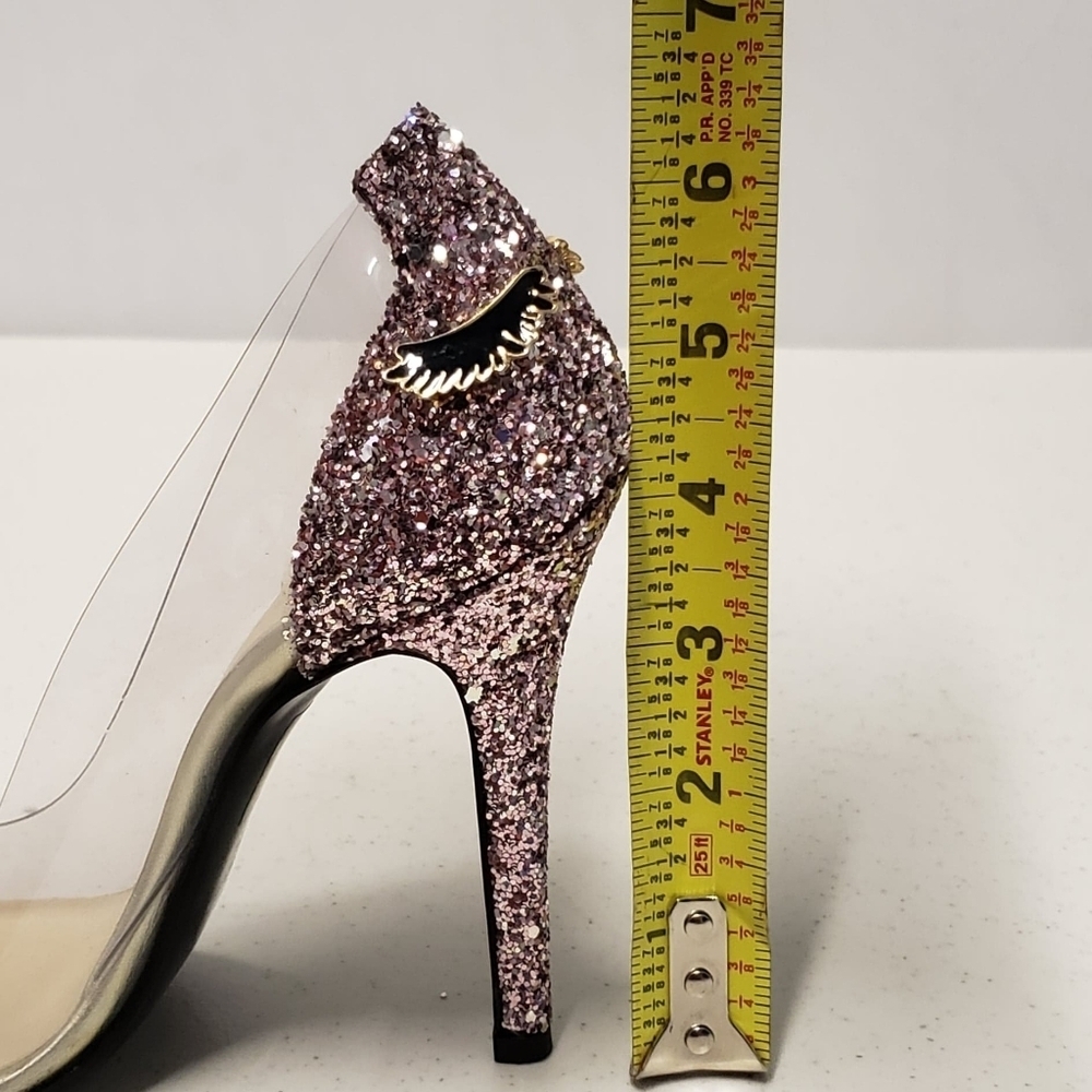 TOO FACED Better Than Sex Pink Glitter Heels Made in Italy Size 36 - Picture 15 of 16